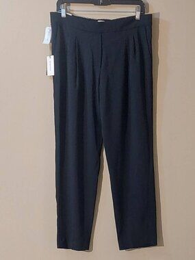 Aritzia Babaton Cohen Black Slim Pleated Pull-on Pants w/Pockets Size: 12